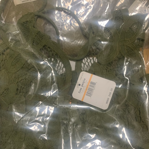 NWT Free People Adella Lace Cami Top - Olive Sparrow - Picture 9 of 9